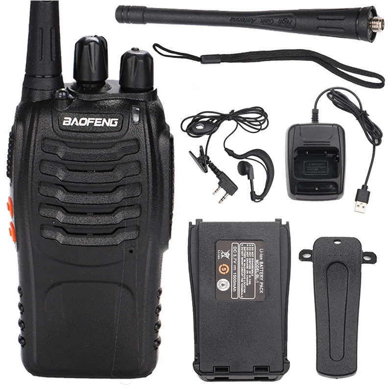 

2Pcs Baofeng BF-888S Walkie Talkie USB Charge Adapter Portable Radio CB Radio UHF 888S Comunicador Transceiver+2 Headphone