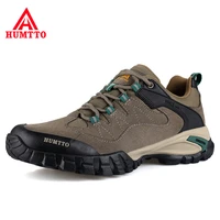 humtto waterproof hiking shoes men women breathable non slip genuine leather shoes outdoor climbing trekking tourism sneakers