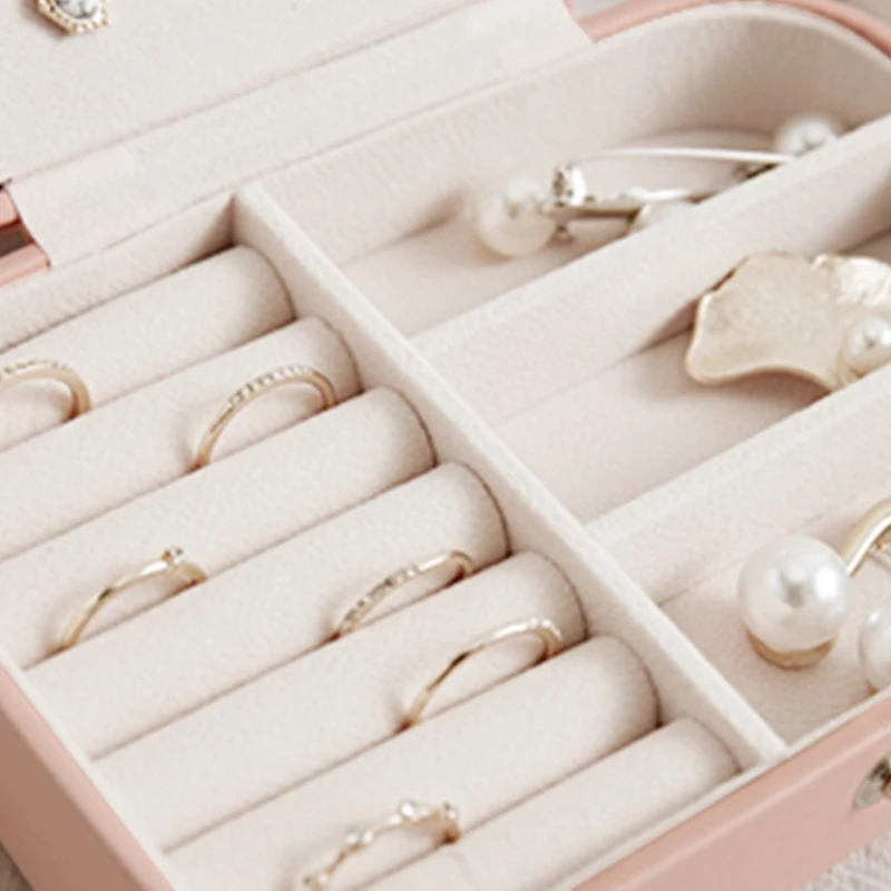 

Pink Multifunctional Portable Jewelry Storage Box Ring Earring Box Jewelry Necklace Storage Box