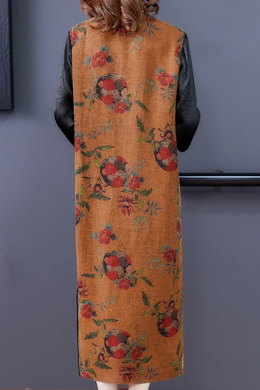 

COIGARSAM 4XL Plus Size Fashion Patchwork Women dress New Spring Vintage Print Panelled Dresses 5317