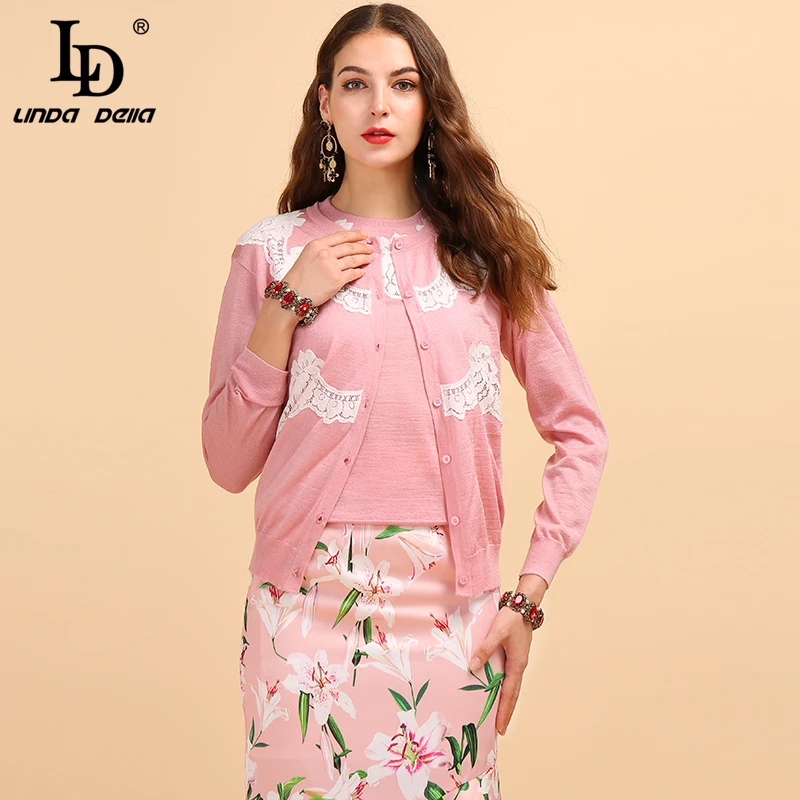 Женская трикотажная рубашка LD LINDA DELLA элегантная повседневная розовая блузка с