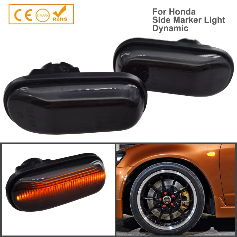 

2pcs led dynamic side marker turn signal light For Honda S2000 99-09 Accord 85-10 Civic 85-11 Prelude 85-01 CRX 88-91 Fit 07-10