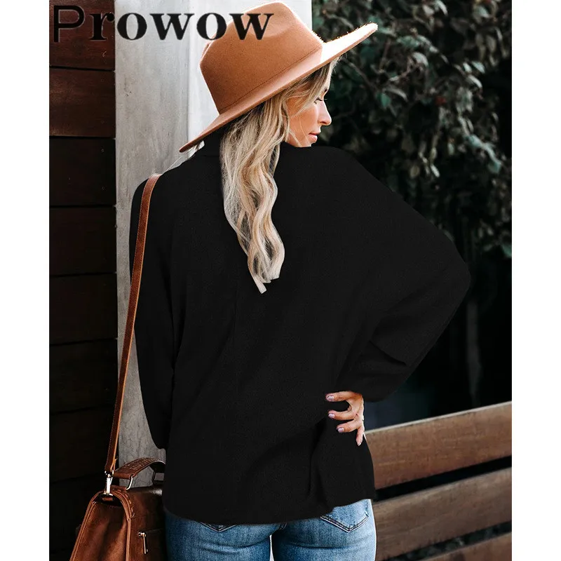 

Prowow Autumn Winter Women Fashion Solid Turtleneck Wool Sweater Ladies Casual Loose Streetwear Long Sleeve Plush Pullover Tops