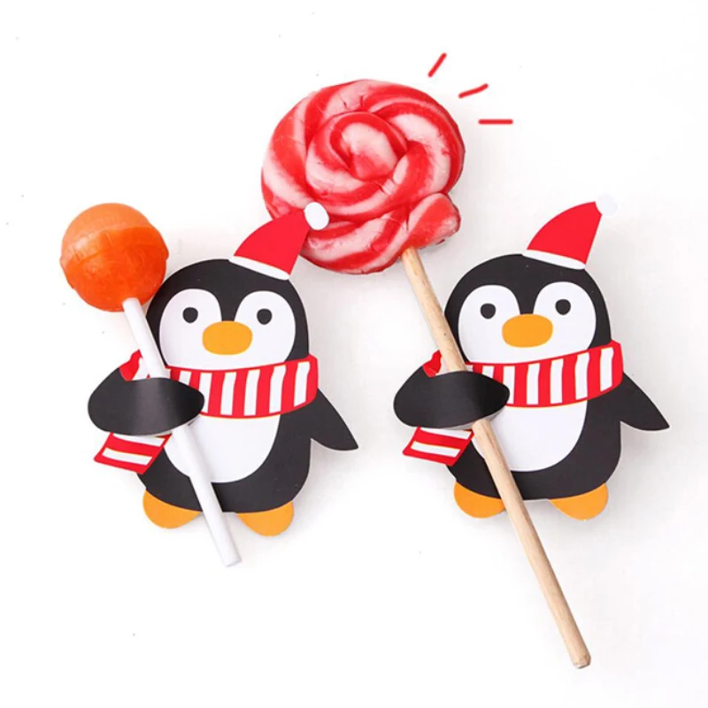 50 шт. Санта Клаус Пингвин леденец на Новый год и Рождество палочке сахар-хлеб