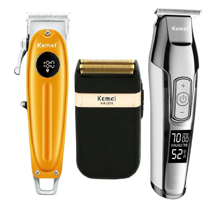 

Kemei All Metal Professional Electric Hair Clipper Rechargeable Hair Trimmer Haircut Shaving Machine Kit KM-1955 KM-5027 KM-2024