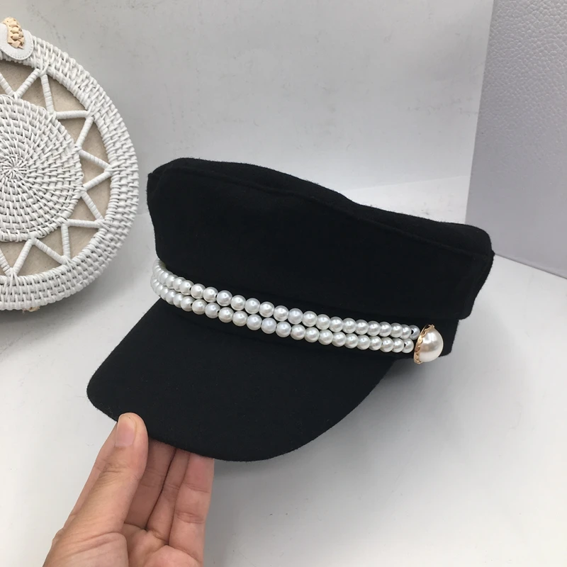 Женская Ретро Кепка с жемчужными буквами в стиле европейской и американской моды