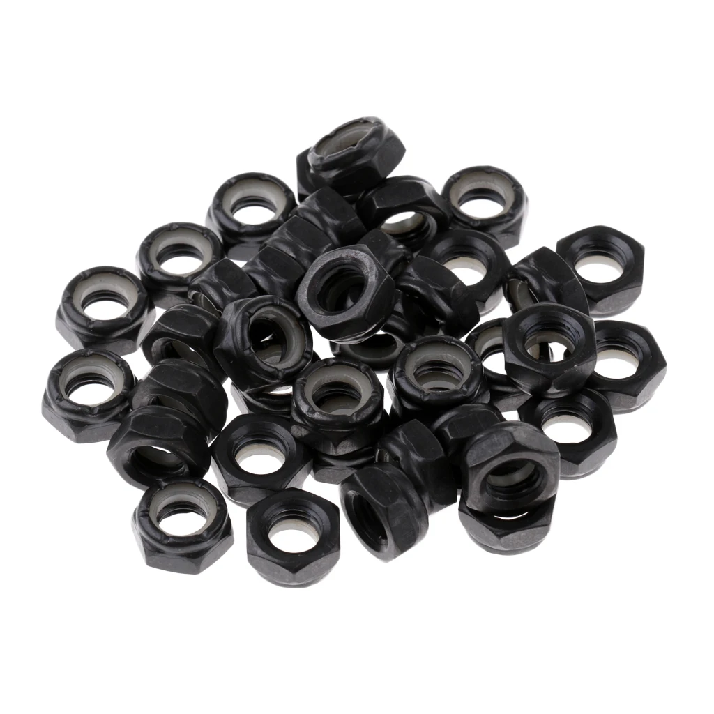 

40 Pieces Skateboard Longboard Trucks Wheels Replacement Axle Nuts Black