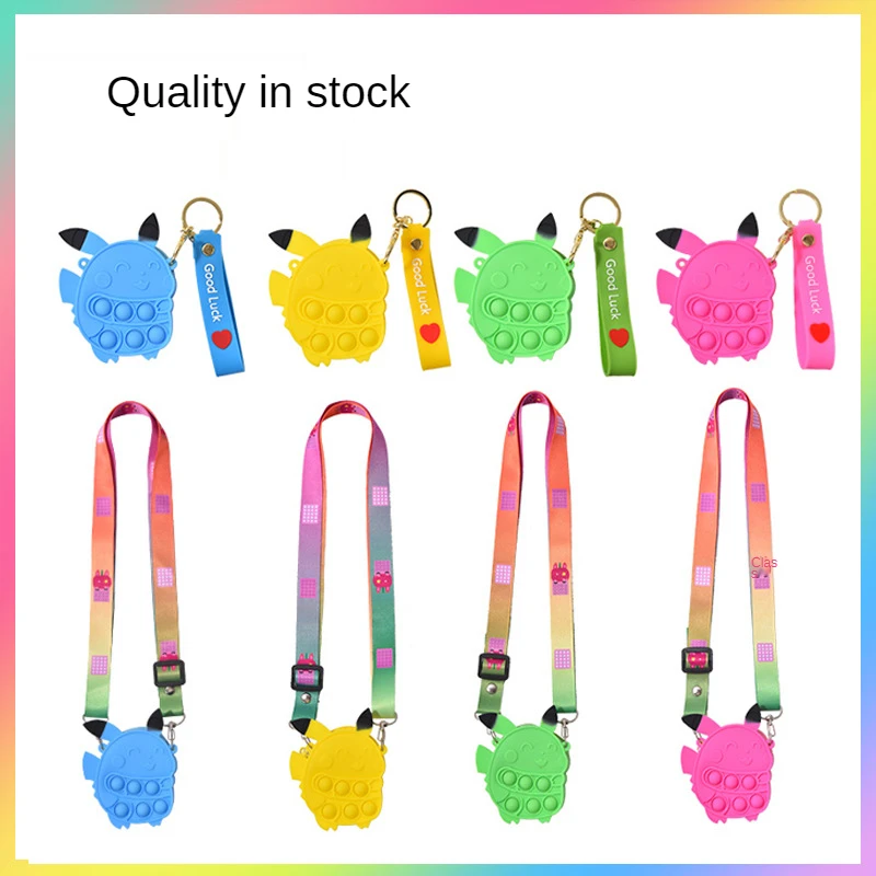

Fidget Stress Rainbow Push Bubble Antistress Adults Children Sensory Toy Relieve Autism Pikachu Key Chain Wallet Free Shipping