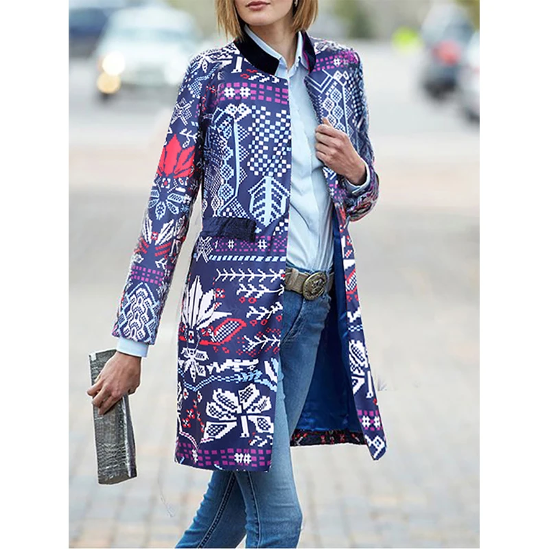 Этническое винтажное Женское пальто Осень зима 2019 Женская куртка Модная