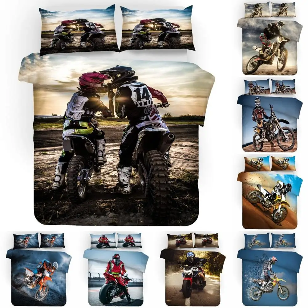 

3d Lifelike Motorcycle Printing Duvet Bed Duvet Cover King Comforter Set High Quality Bed Linen Queen For Boys Adults Lovers