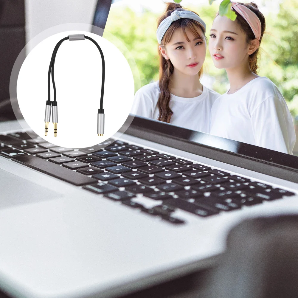 

1pc Two in One Headphone Mic Audio Splitter Cable Durable Headset Adapter