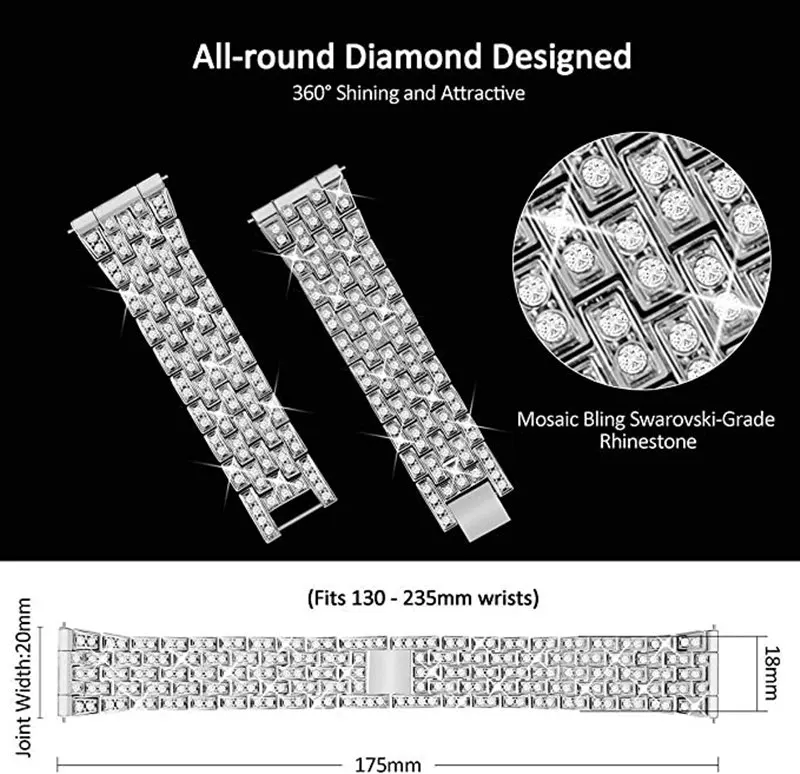Bling Bracelet Strap For Samsung Galaxy Watch 4 5 44mm 40mm Jewelry Stainless Steel Band Rhinestone Protective Case for Galaxy 4