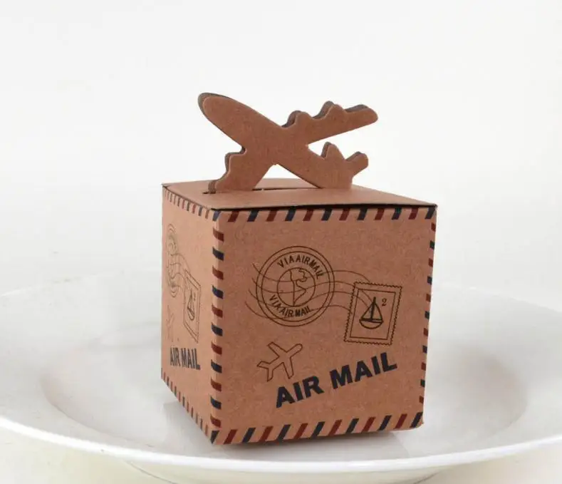 

1000pcs/lot Fedex Fast Free Shipping Wedding Kraft Candy Box Plane Candy Box Aircraft Airplane Kraft Candy Box Gift Boxes