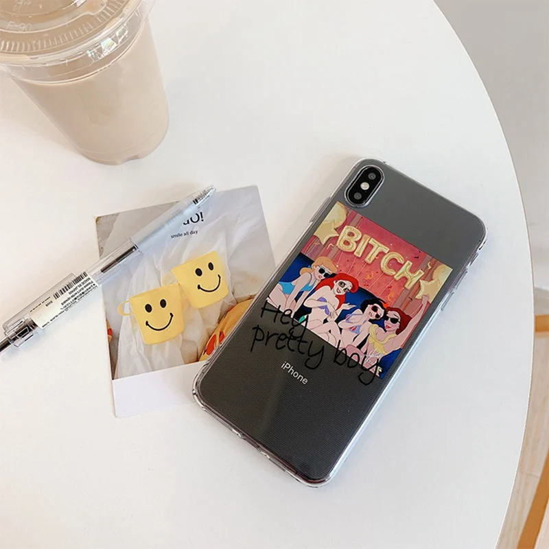 Забавный прозрачный силиконовый полноразмерный мягкий чехол принцессы с