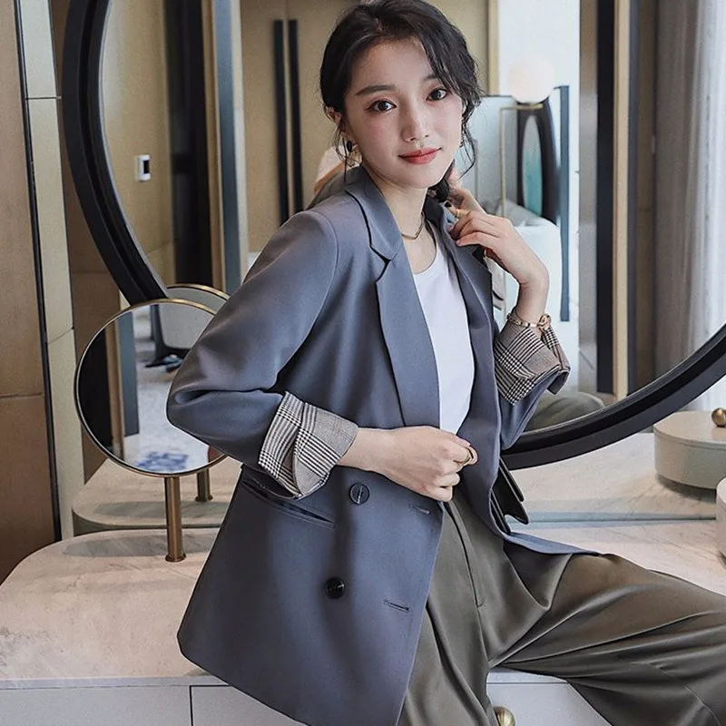 

2021 spring and autumn new chic Blazer coat women's Korean loose British wind net red suit temperament top