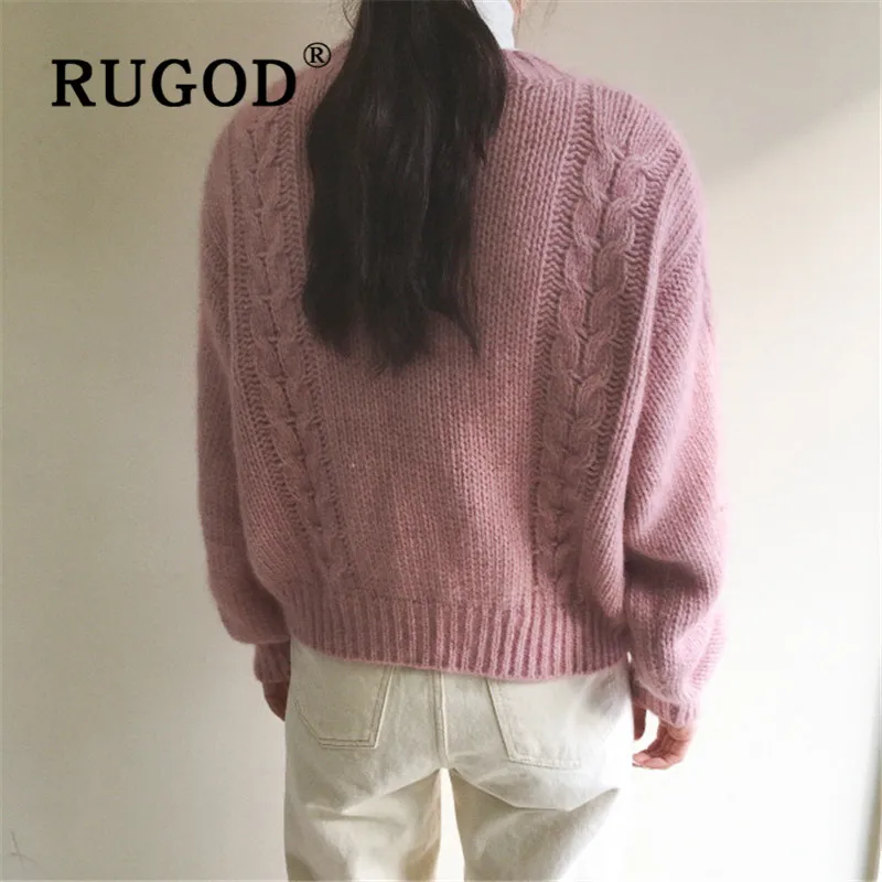 Женский вязаный кардиган RUGOD однотонный Свободный теплый с круглым вырезом