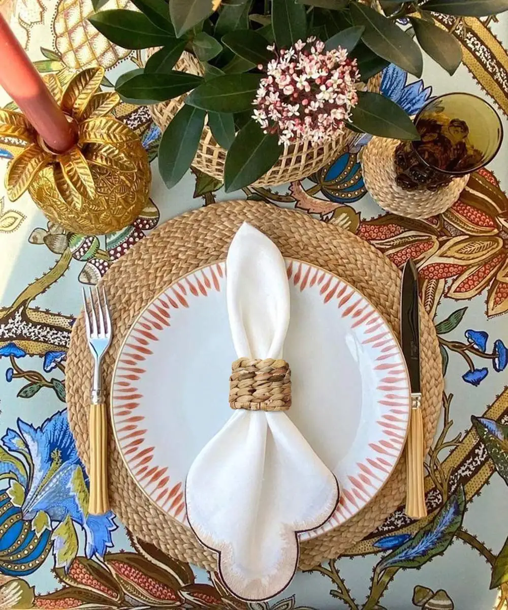 

Water Hyacinth Woven Napkin Ring,Handmade Braided Grass Napkin Ring,Farmhouse Serviette Buckle Holder for Xmas,Daily Use