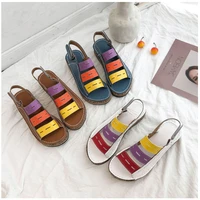 women jelly shoes rainbow summer sandals female flat shoes ladies slip on woman candy color peep toe womens beach shoes