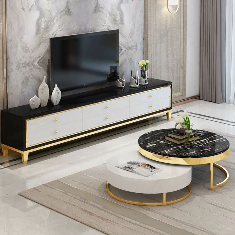 Easylife мраморный журнальный столик из нержавеющей стали простой титановый журнальный столик гостиная модный круглый стол