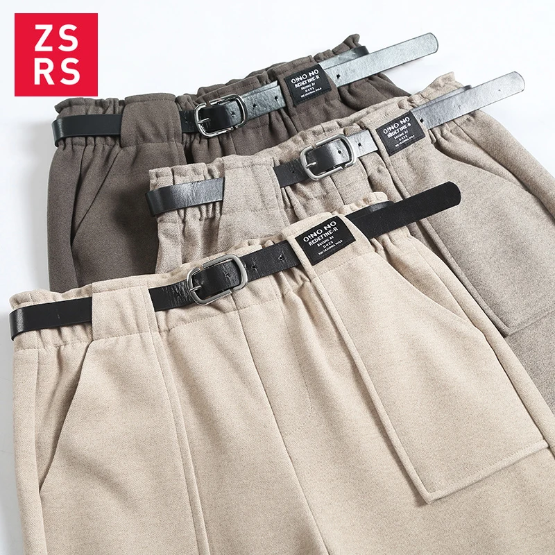 

Zsrs 2020 High Waist Women Pants Cotton Casual Harem Pants Harajuku Khaki Trousers Female Ankle-length Length Pants Big pocket