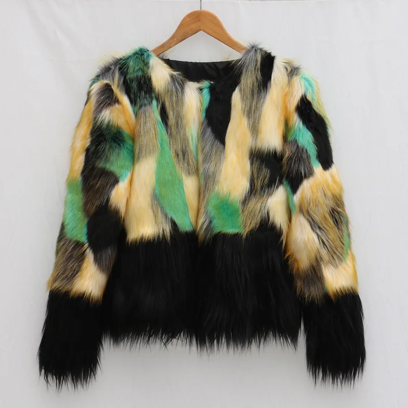 S/9Xl женские лоскутные куртки из искусственного меха большого размера пальто