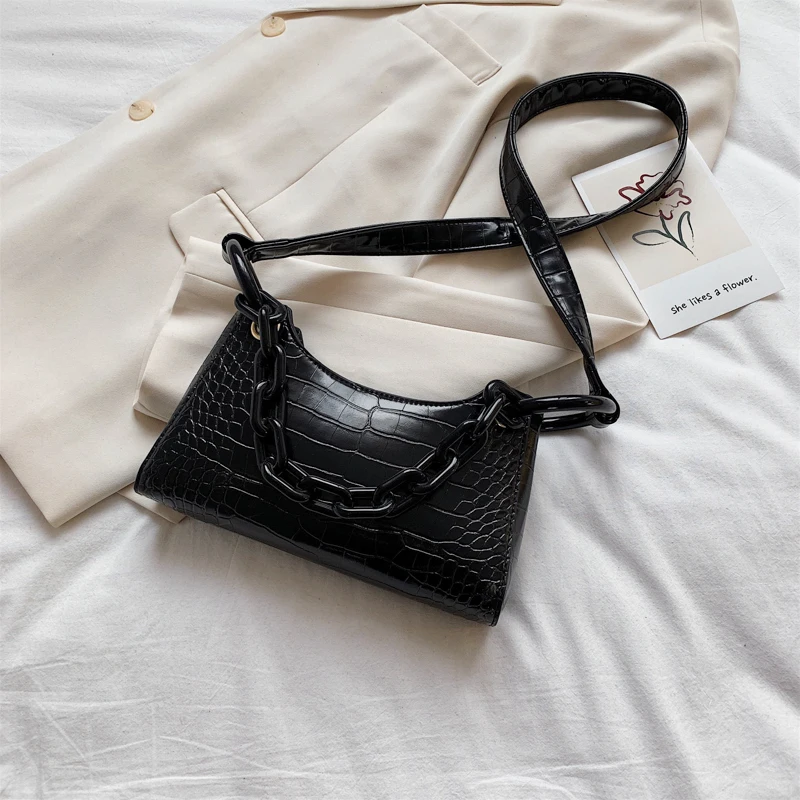 

Acrylic Chain Handbag Luxury Leather Underarm Shoulder Bag Baguette Shape Bag Fashion Bags For Women 2020 Designer Schoudertas