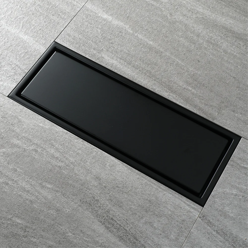 

Floor drain black invisible 300mm long 304 stainless steel rectangular bathroom deodorant and insect resistant floor drain