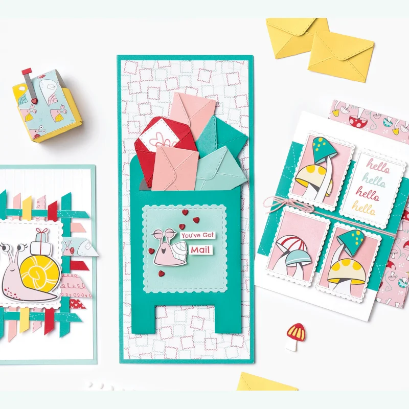 

Snails Happy Mail Clear Stamps and Metal Cutting Dies Scrapbook Craft Stencil Card Make Album Sheet Decor Mould 2021 New Design