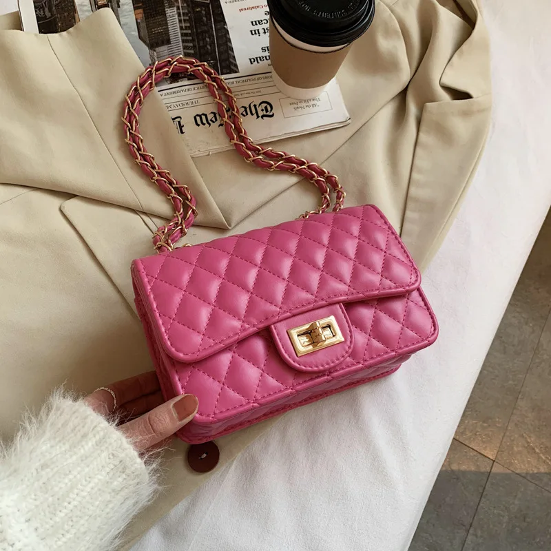 

Bag female 2021 new fashion trend Mini Bag trend One Shoulder Messenger Bag Small fragrance Lingge chain bag