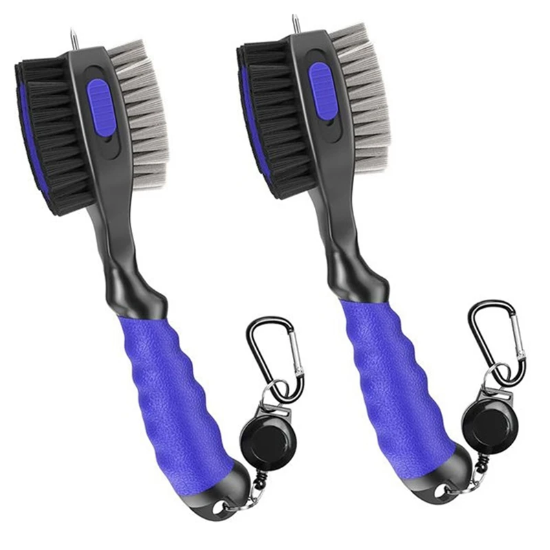 

New-New Golf Club Brush and Groove Cleaner Retractable Zipline Carabiner Oversized Golf Brush Head Golf Club Cleaner