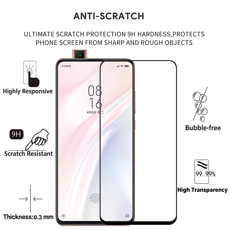 Screen Protector Tempered Glass Full Cover For XIAOMI Redmi K20 Pro 9H On Scratch Proof Protective Case Film RedMi | Мобильные