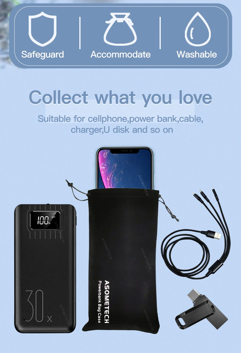 Power Bank Case Phone Pouch For Power Bank Mobile Phone Protection Travel Portable Storage Bag Soft Pouch Case Phone Accessories