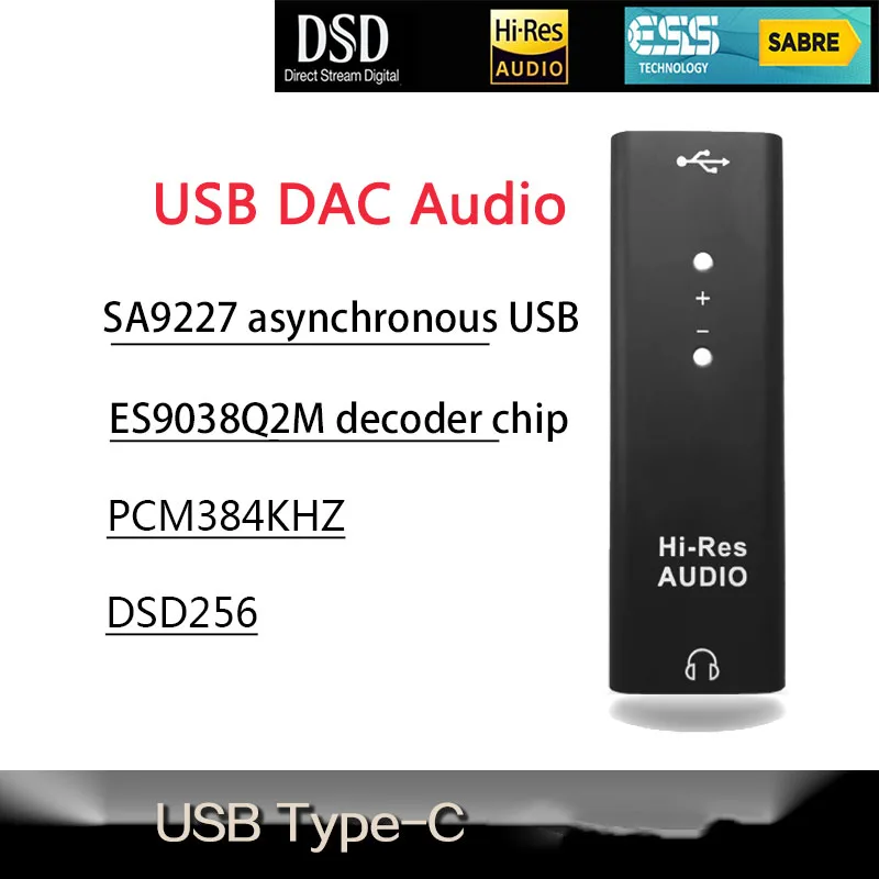 ES9038Q2M наушники усиленные HiFi аудио USB DAC декодер компьютер внешняя звуковая карта