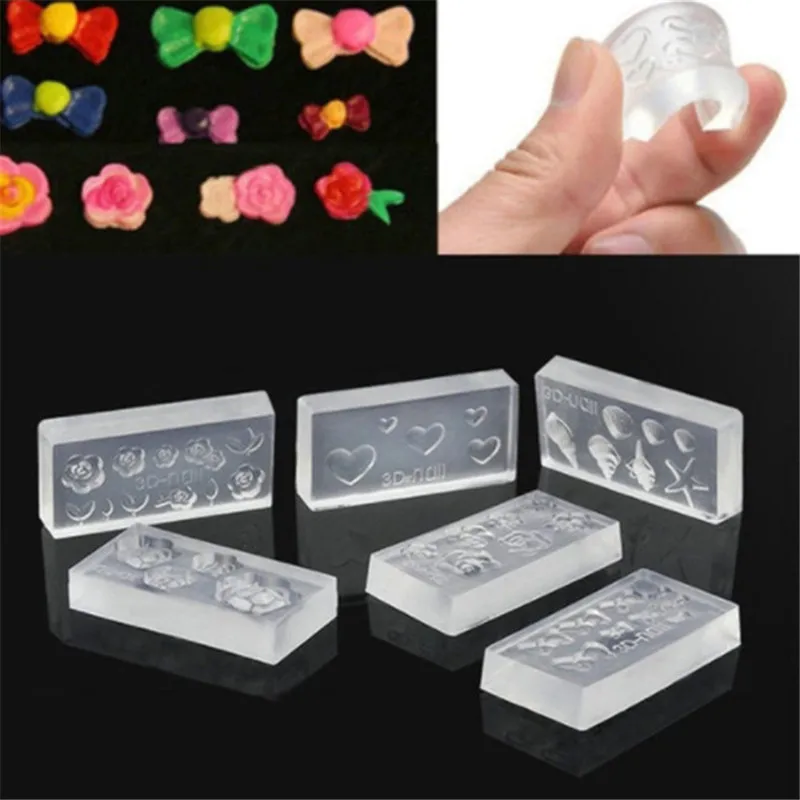 6 шт 3D акриловая Форма для украшения ногтей DIY дизайн силиконовые шаблоны дизайна