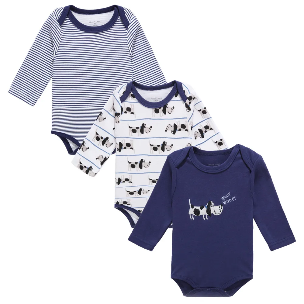 100% Cotton Baby Bodysuits 3PCS Set Long Sleeve Newborn Infant Clothing Boys Jumpsuits Spring Costume High Quality | Детская одежда и