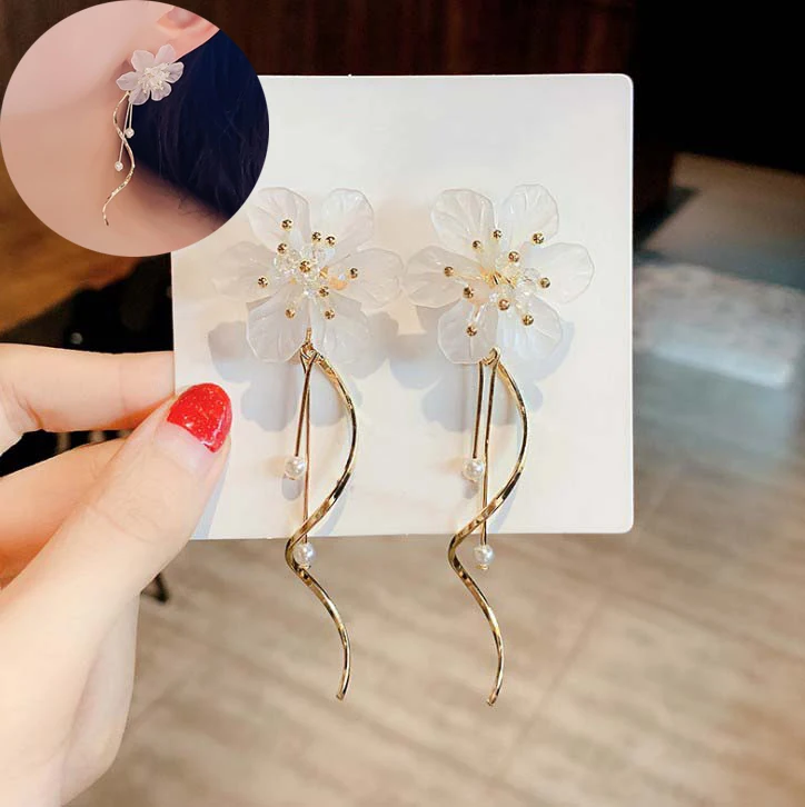 Полимерная белая цветок сережки-гвоздики большие круг длинные Stassel обруч серьги-подвески для женщин модная одежда для девочек