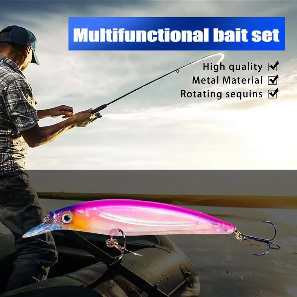 Set Bait Fake Sequined Soft Cocked Mouth Luya Laser Long-range Decoy 11cm | Спорт и развлечения