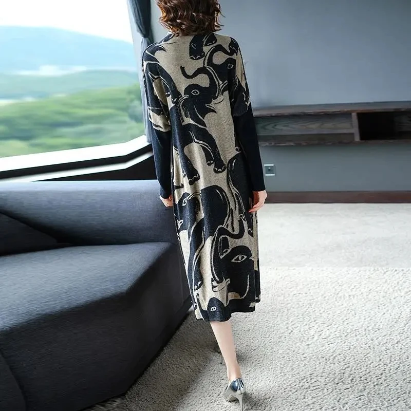 Шерстяное вязаное платье женское Повседневное до колен с высоким воротником