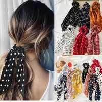 fasihon dot ribbon hair scrunchies for women hair ring female ponytail chiffon fabric ribbon hair ties korean hair accessories