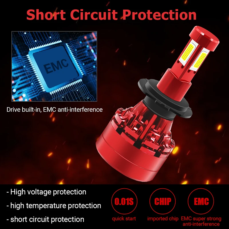2PCS LED 360 H7 Headlight Bulb 16000LM 4 Side COB LED H4 H1 H11 H8 HB3 HB4 Auto Fog Lights 12v 24v Car Lights for Hyundai/Skoda