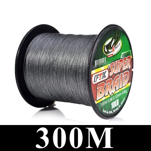 Grey 300m FTK 300 м/500 м плетеная леска из полиэтилена 0,10 мм-0,40 мм 0,4-6,0# код 4 нити 8-60LB PE многофиламентная леска - Цвет: Grey 300m