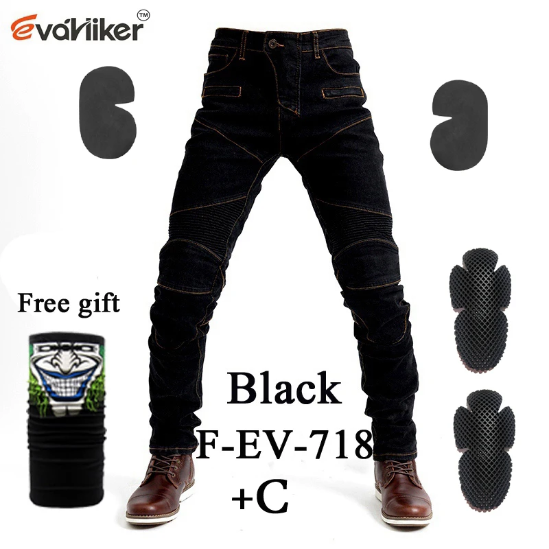 F-EV-718 Black C Мотоциклетные джинсы, мужские джинсы, мотоциклетные защитные штаны, гоночные штаны, мото штаны с защитой, Экипировка для мужчин - Цвет: F-EV-718 Black C