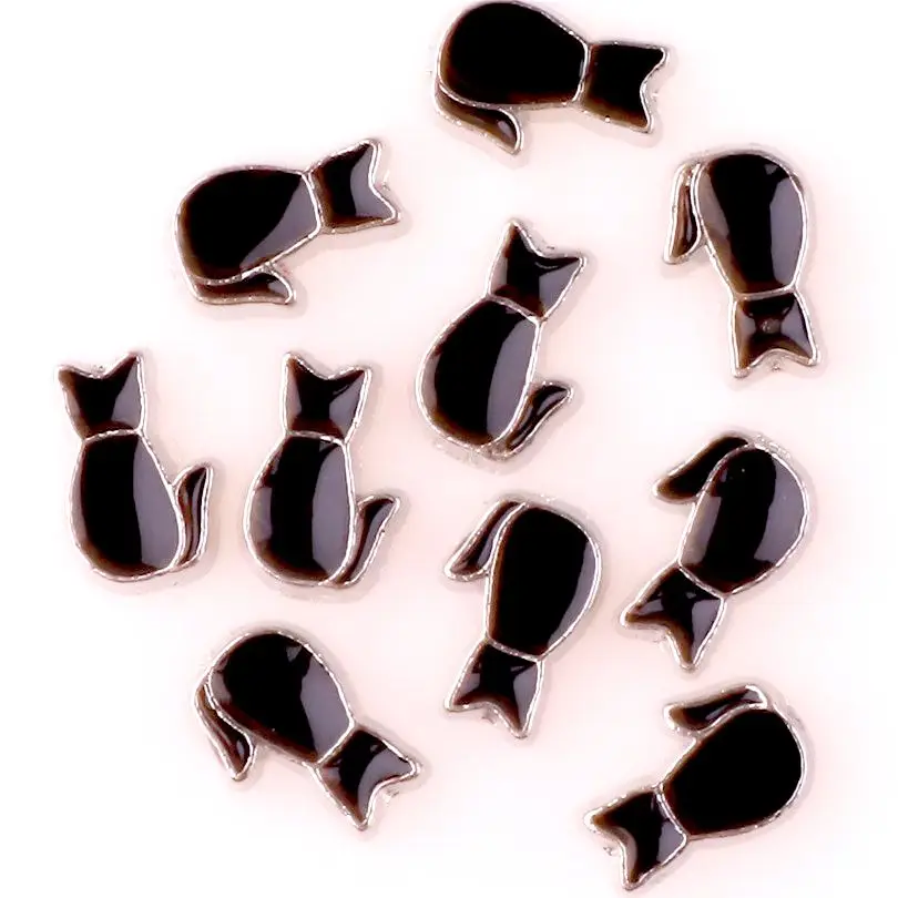 20 шт./лот красивые Плавающие Подвески в виде черной кошки живой стеклянный