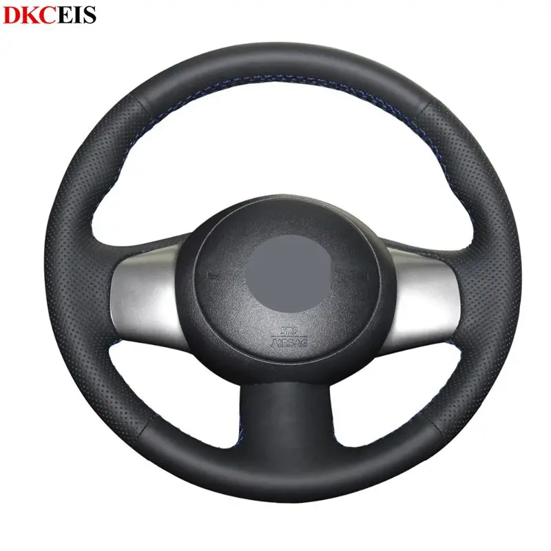 Сшитые вручную черные мягкие чехлы рулевого колеса автомобиля из искусственной