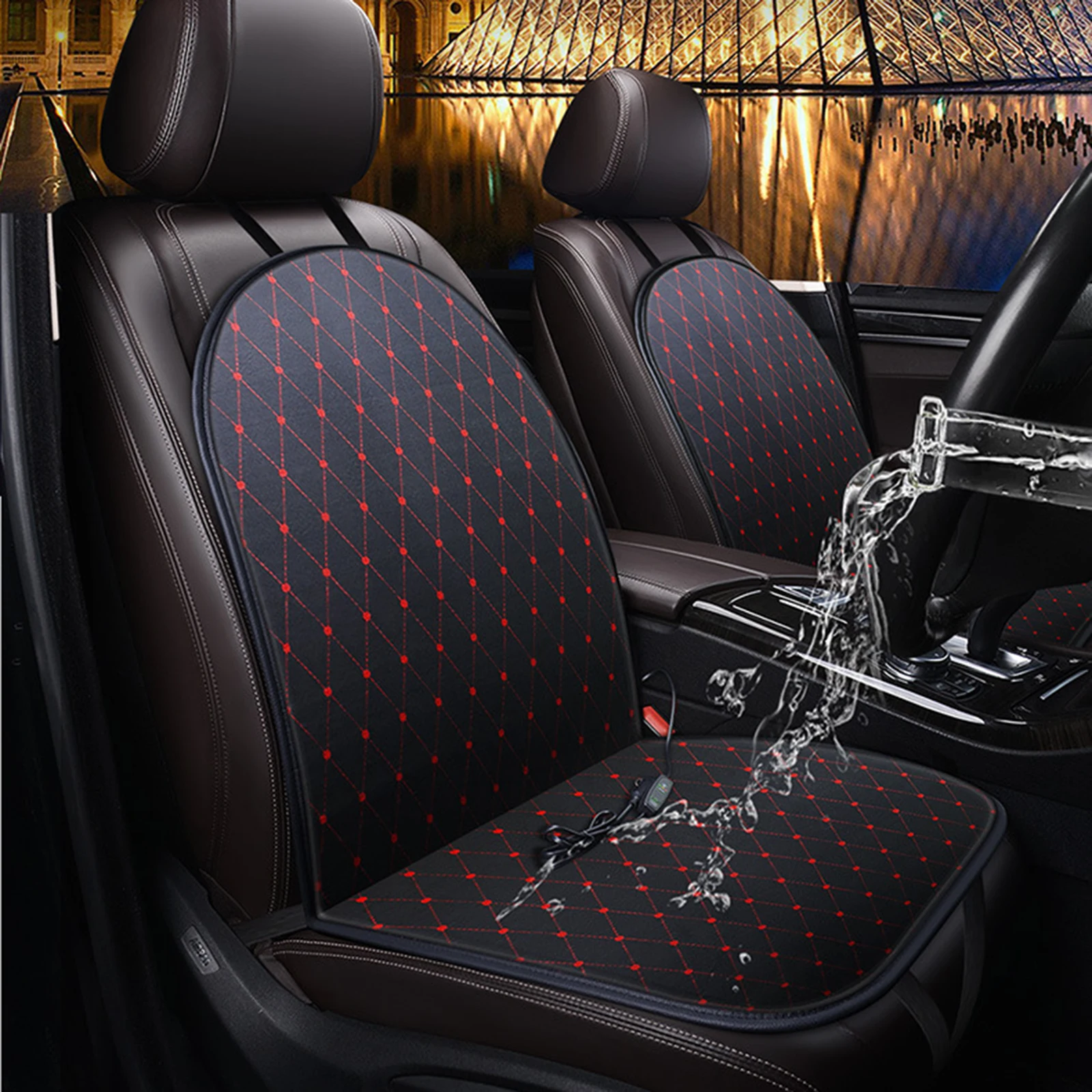 

12v Adjustable Temperature Heating Car Seat Cover Fast Warm Safety Heated Seat Cushion Keep Warm In Winter Black/Grey/Coffee