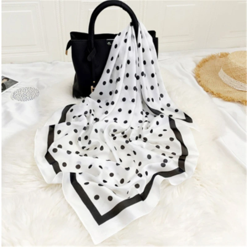 Шарф с принтом в горошек для женщин модные аксессуары мягкие гладкие квадратные