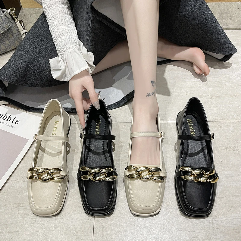 

British Style Summer Shoes Ladies Oxfords Women's Female Footwear All-Match Casual Sneaker Square Toe Preppy 2021 Leather New Dr