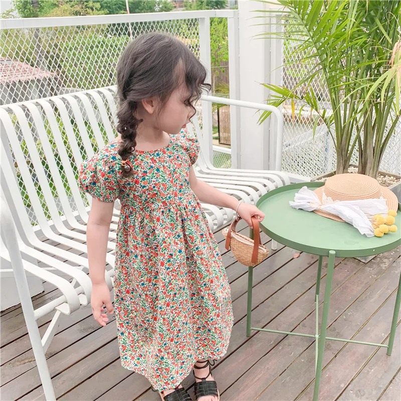 

Summer Toddler Children Girls Clothing Baby Outfit Beach Floral Dress for Kids Girl Clothes Thin Cool Short Sleeve Dresses Dress