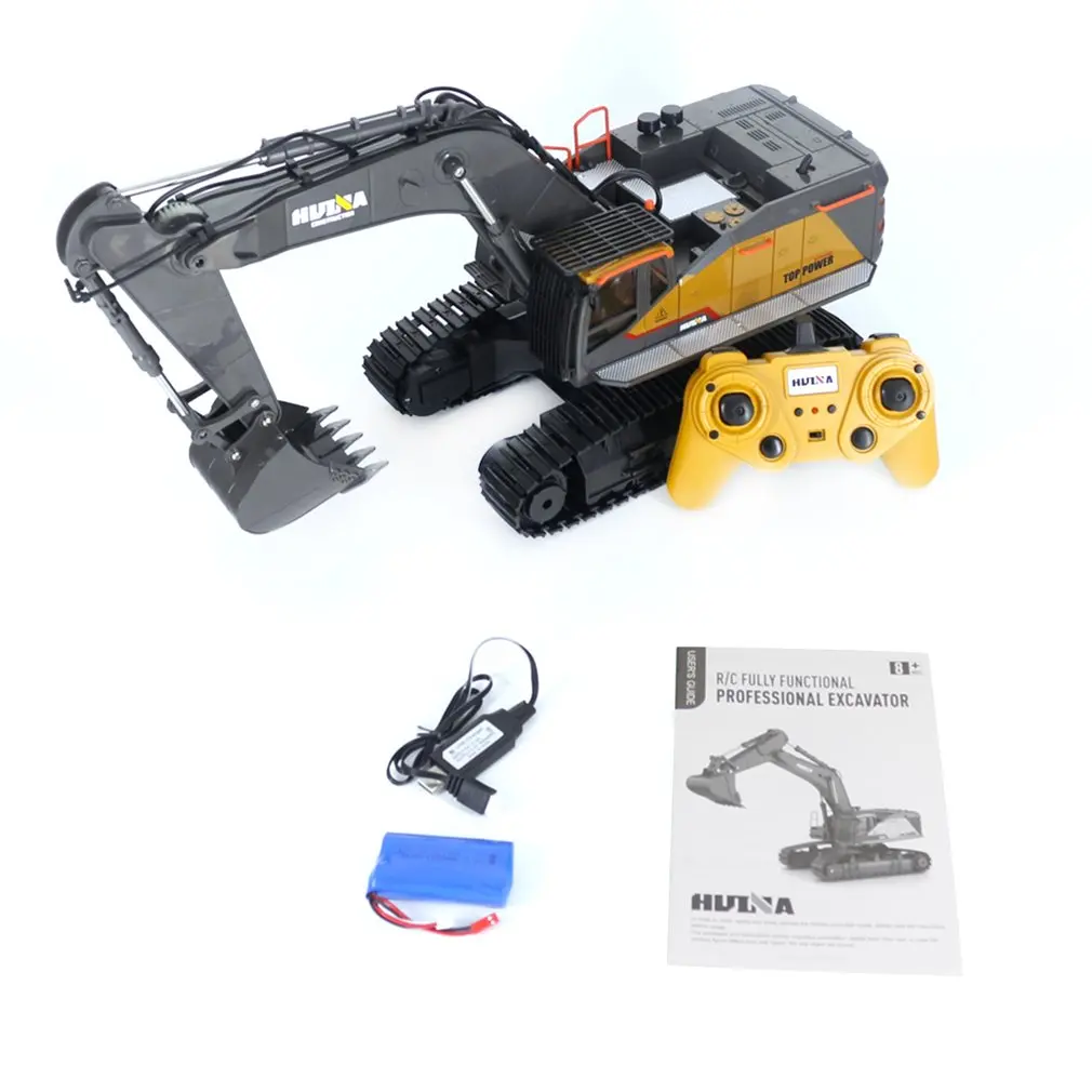 

1592 1/14 Alloy Bucket RC Excavator Construction Vehicle Toy Rechargeable Simulated Excavator Remote Control Car Gift for Kids