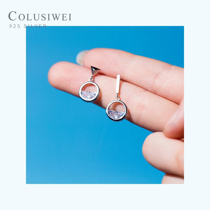 Colusiwei реальные 925 пробы серебряные блестящие циркон геометрический палка